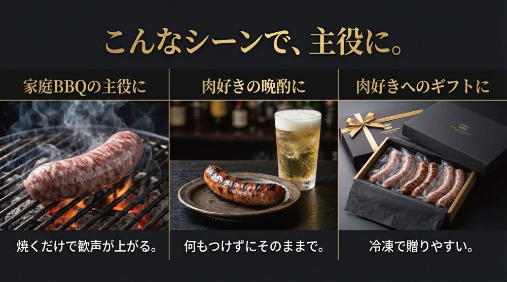 こんなシーンで食べてほしい粗挽きソーセージ